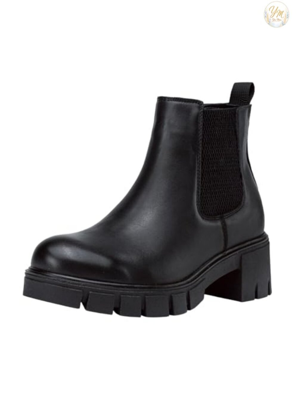 Chunky Platform Chelsea Ankle Boots Slip On Memory Foam Faux Leather